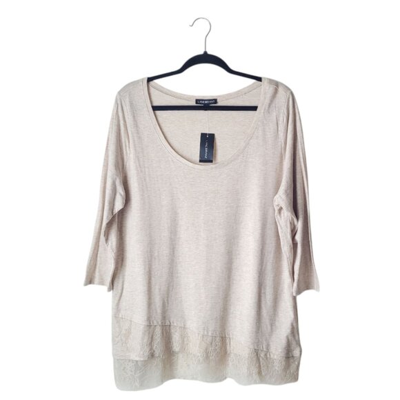 Lane Bryant Plus Size Lace Hem Blouse - Picture 1 of 8